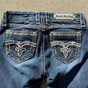 Rock Revival Y2k Blue Embroidered Bootcut Jeans 30x32